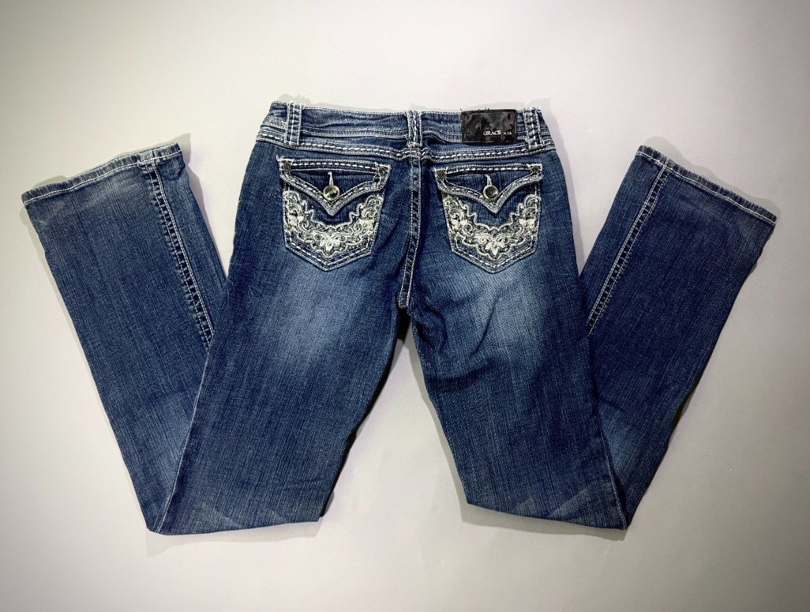 Western Glam Low Rise Bootcut - Grace In LA Denim (Women’s 28)