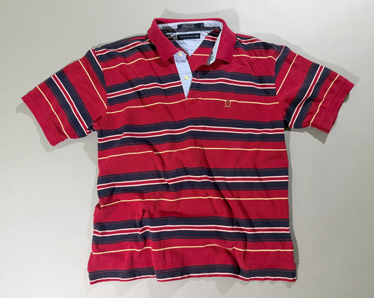 VTG Tommy Hilfiger Striped Polo - 2001 Crest Logo (Men’s XL)