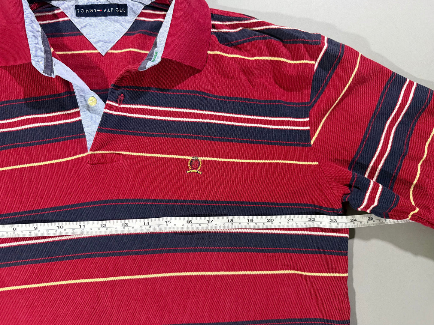 VTG Tommy Hilfiger Striped Polo - 2001 Crest Logo (Men’s XL)