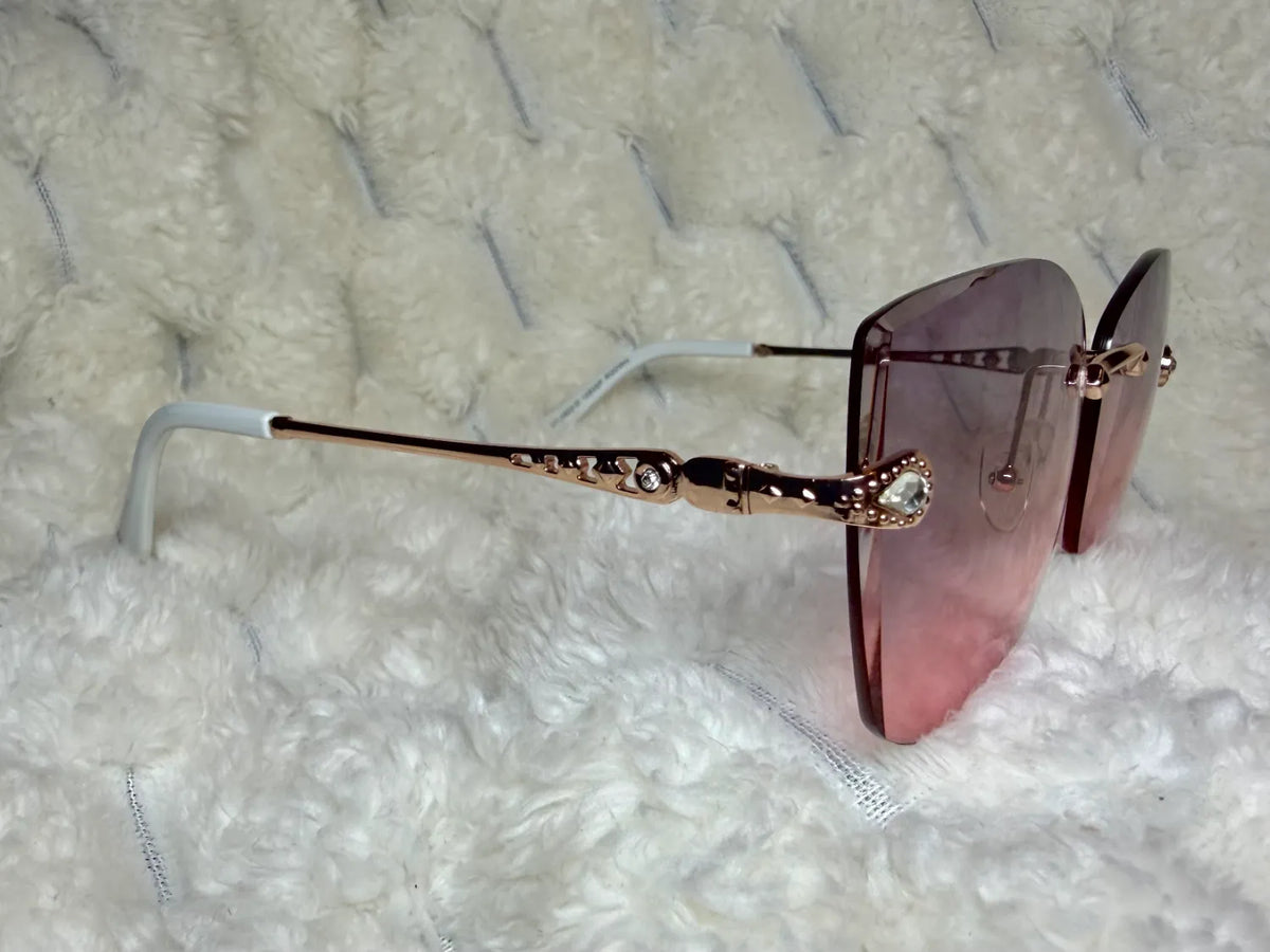 Southpole Y2K Bling Sunglasses - Pink Gradient Cat Eye Shades