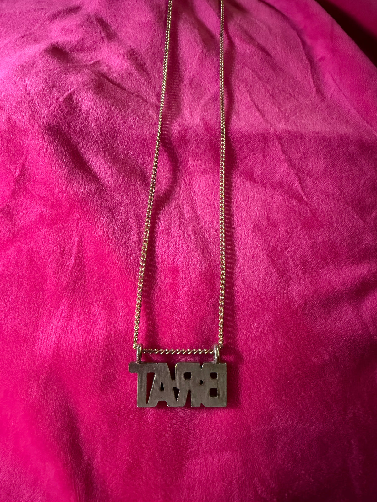 Chunky Y2K “BRAT” Necklace - ‘00s Rhinestone Studded Block Nameplate