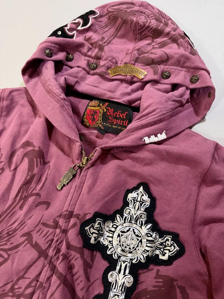 🏆 NWT from Buckle ‘09! 🏆 Cyber Y2K Hoodie - Bling Alt Graphics (Juniors’ L)