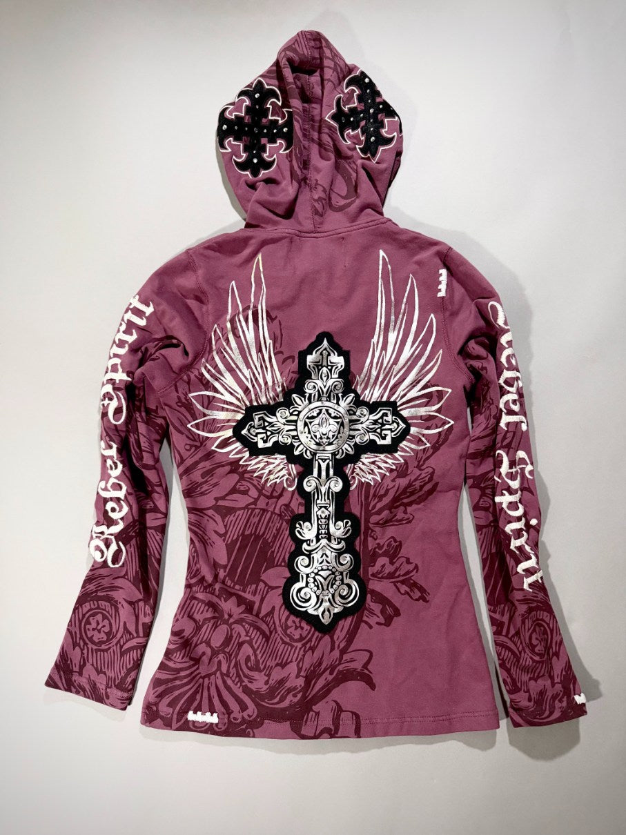 🏆 NWT from Buckle ‘09! 🏆 Cyber Y2K Hoodie - Bling Alt Graphics (Juniors’ L)