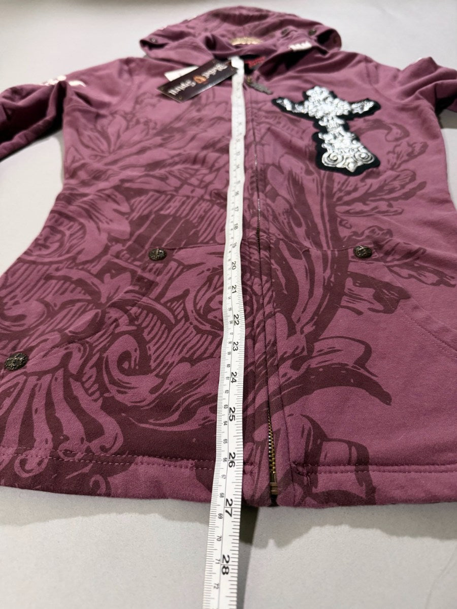 🏆 NWT from Buckle ‘09! 🏆 Cyber Y2K Hoodie - Bling Alt Graphics (Juniors’ L)