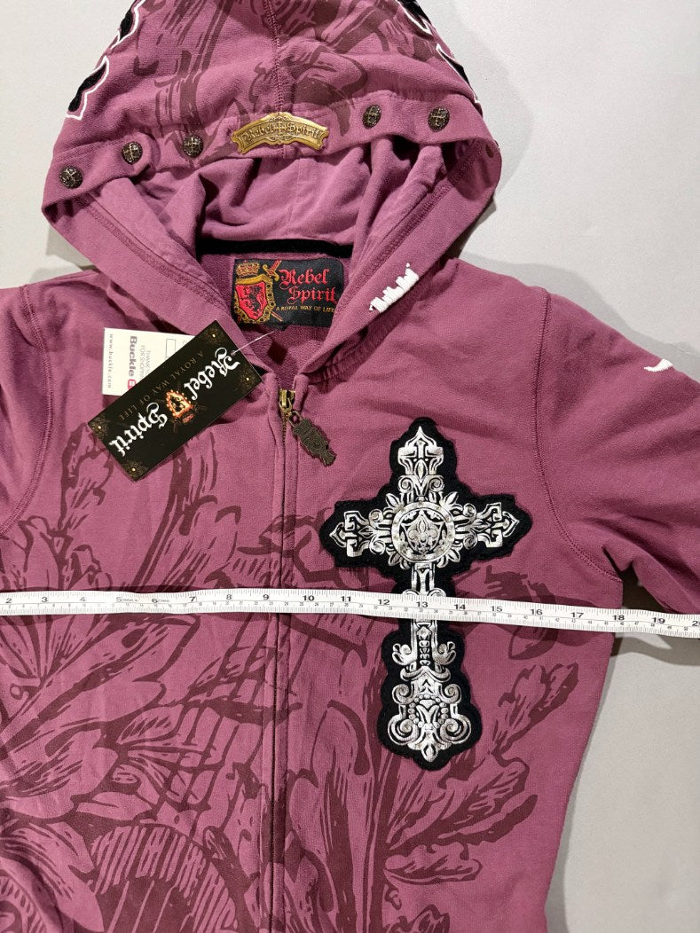 🏆 NWT from Buckle ‘09! 🏆 Cyber Y2K Hoodie - Bling Alt Graphics (Juniors’ L)