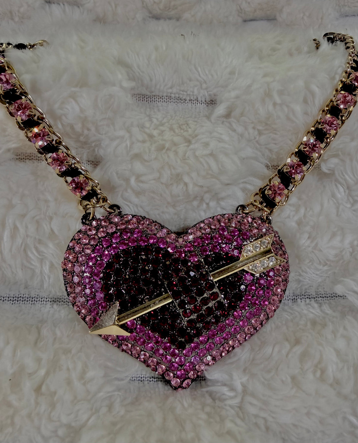 Emo Cutecore 2000s Betsey Johnson Heart & Arrow Curb Chain Necklace