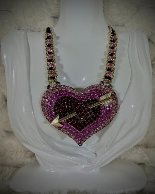 Emo Cutecore 2000s Betsey Johnson Heart & Arrow Curb Chain Necklace