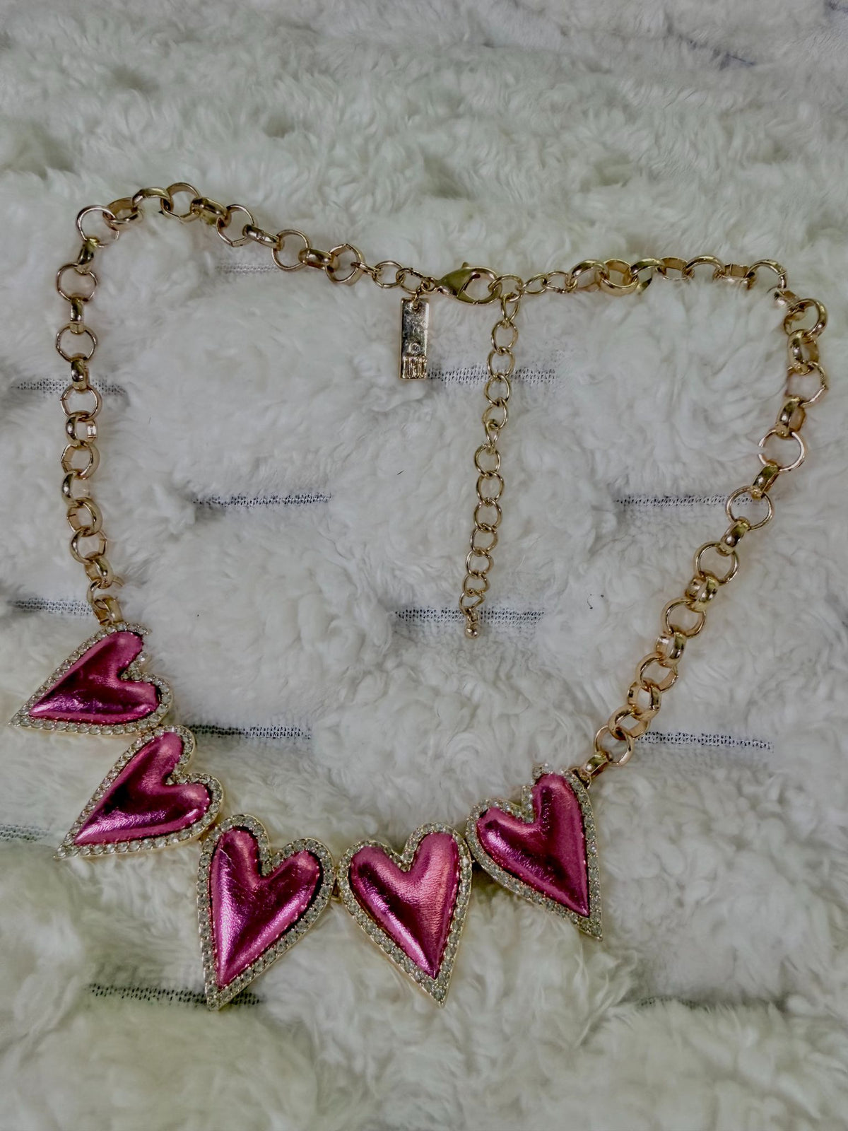 I.N.C. Chunky Heart Statement Collar - Bubblegum Coquette Jewelry (21-24 in.)