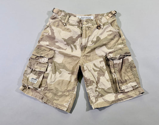 Photo of military surplus-inspired zoo York cargo shorts in desert camo